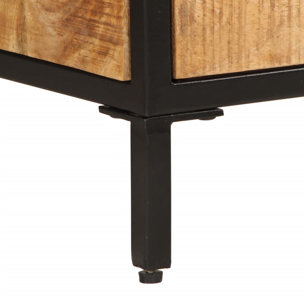 Sängbord med 3 lådor 40x35x63 cm massivt grovt mangoträ