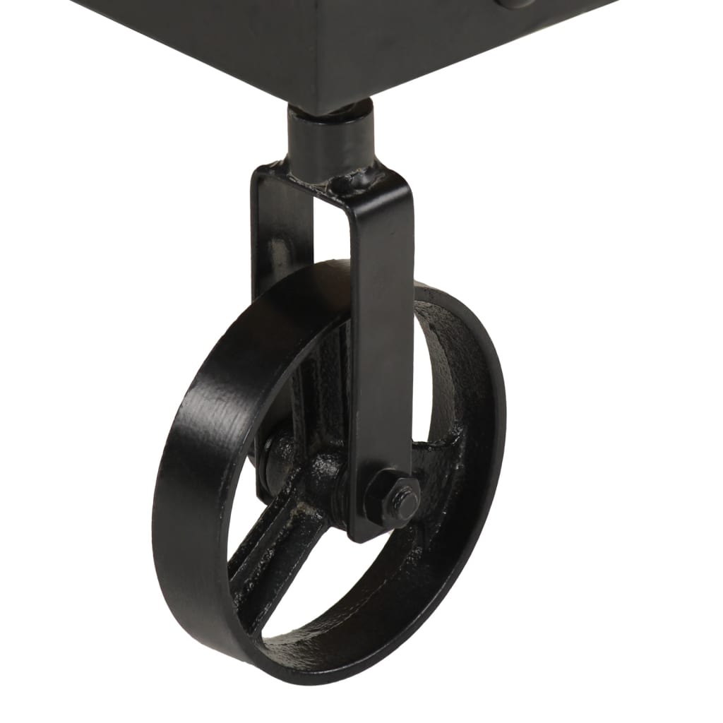 Soffbord Trä med hjul massivt mangoträ 100x55x26 cm