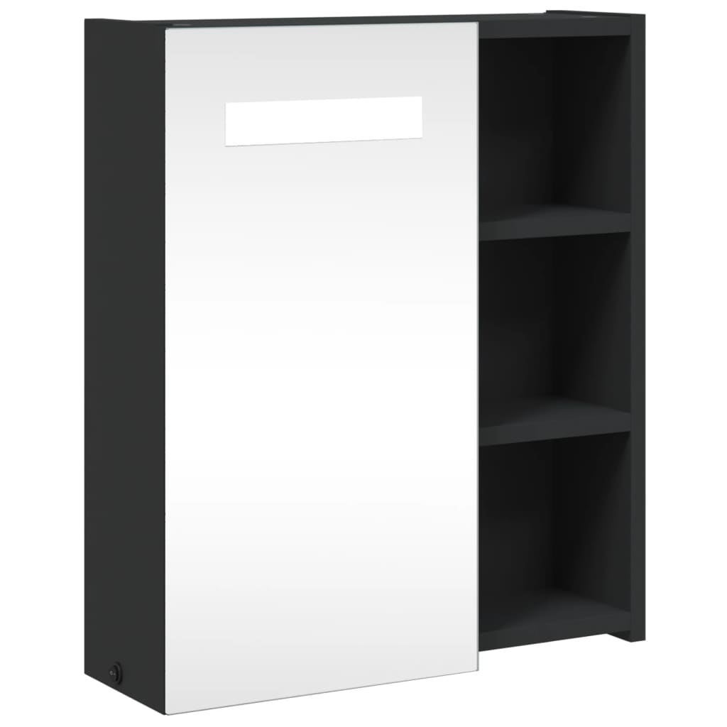 Badrumsspegel Spegelskåp LED-lampa Svart 45x13x52 cm