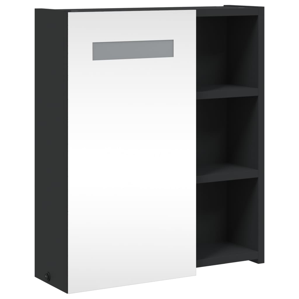 Badrumsspegel Spegelskåp LED-lampa Svart 45x13x52 cm