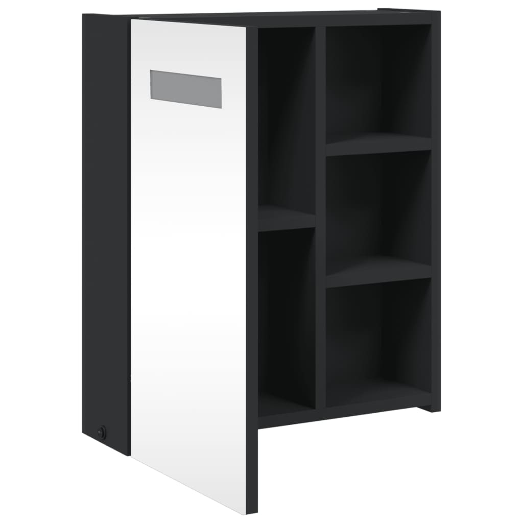 Badrumsspegel Spegelskåp LED-lampa Svart 45x13x52 cm