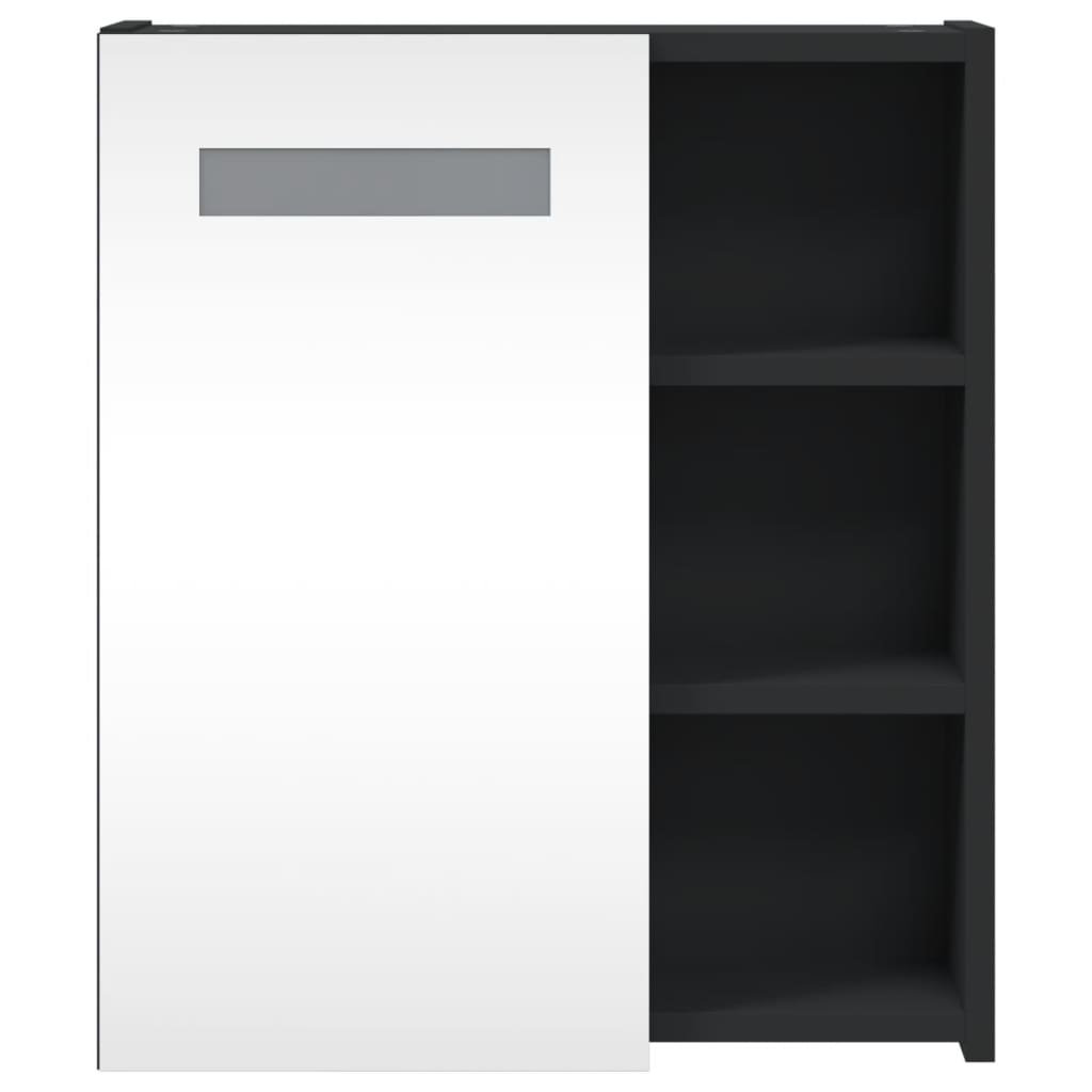 Badrumsspegel Spegelskåp LED-lampa Svart 45x13x52 cm