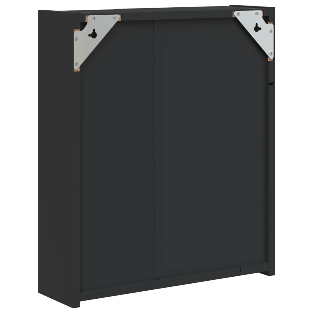 Badrumsspegel Spegelskåp LED-lampa Svart 45x13x52 cm