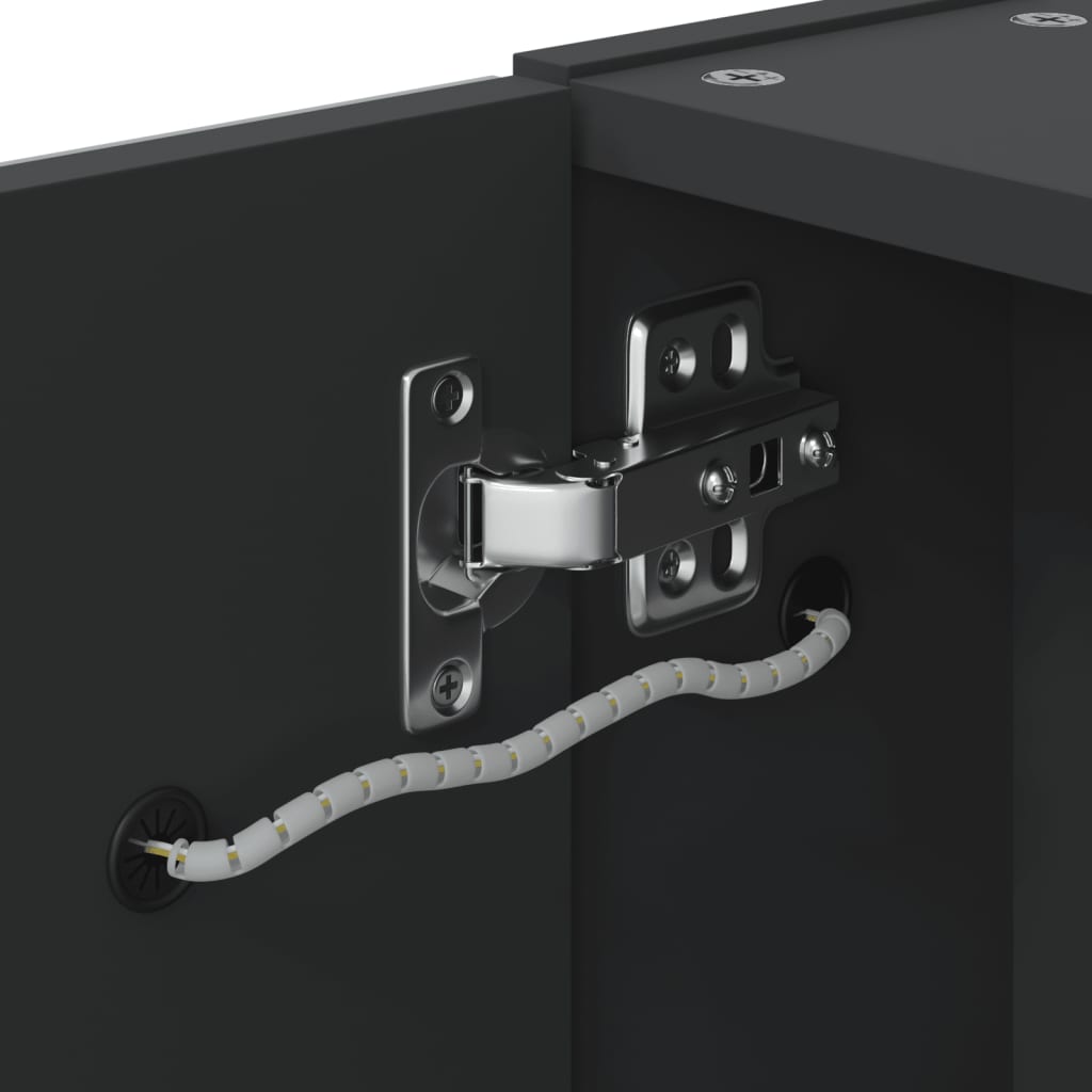 Badrumsspegel Spegelskåp LED-lampa Svart 45x13x52 cm