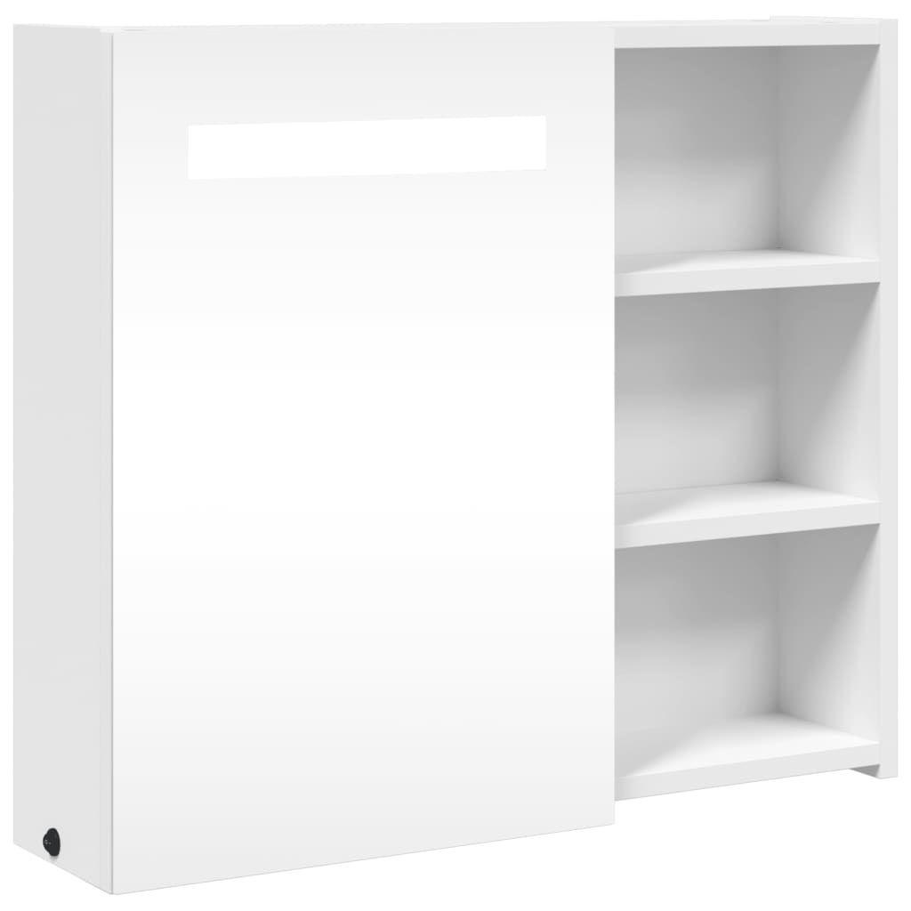 Badrumsspegel Spegelskåp LED-lampa Vit 60x13x52 cm