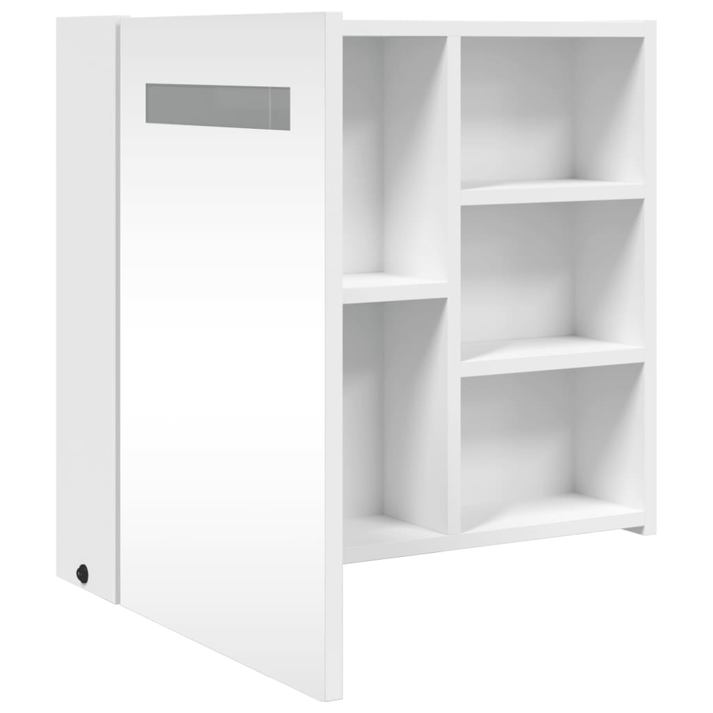 Badrumsspegel Spegelskåp LED-lampa Vit 60x13x52 cm