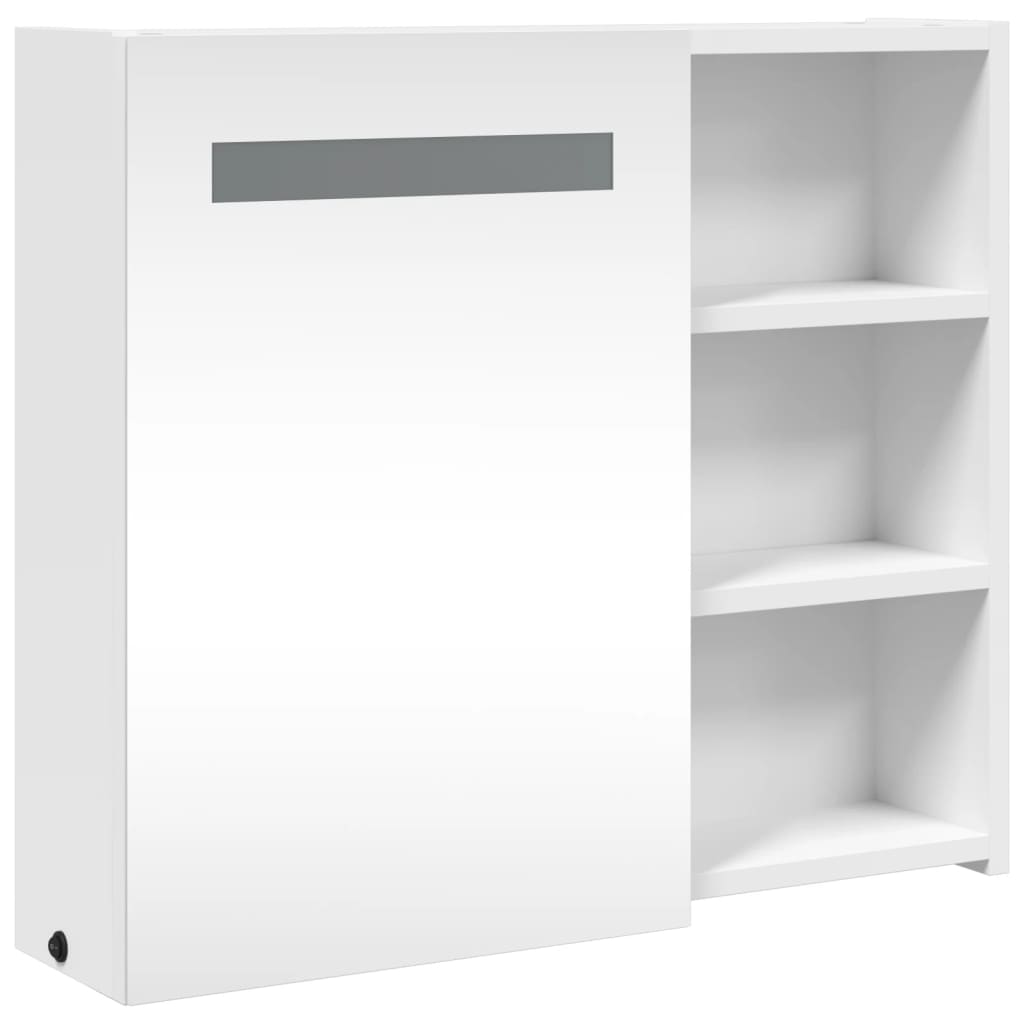 Badrumsspegel Spegelskåp LED-lampa Vit 60x13x52 cm