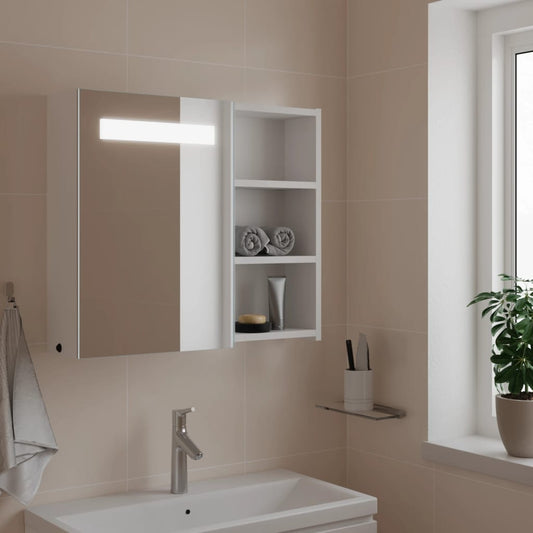 Badrumsspegel Spegelskåp LED-lampa Vit 60x13x52 cm