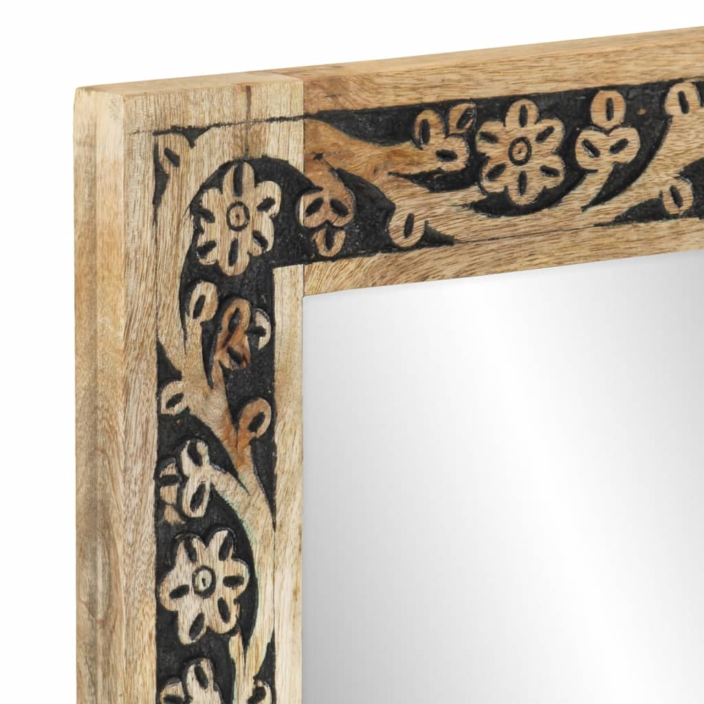 Badrumsspegel 50x70x2,5 cm massivt mangoträ och glas