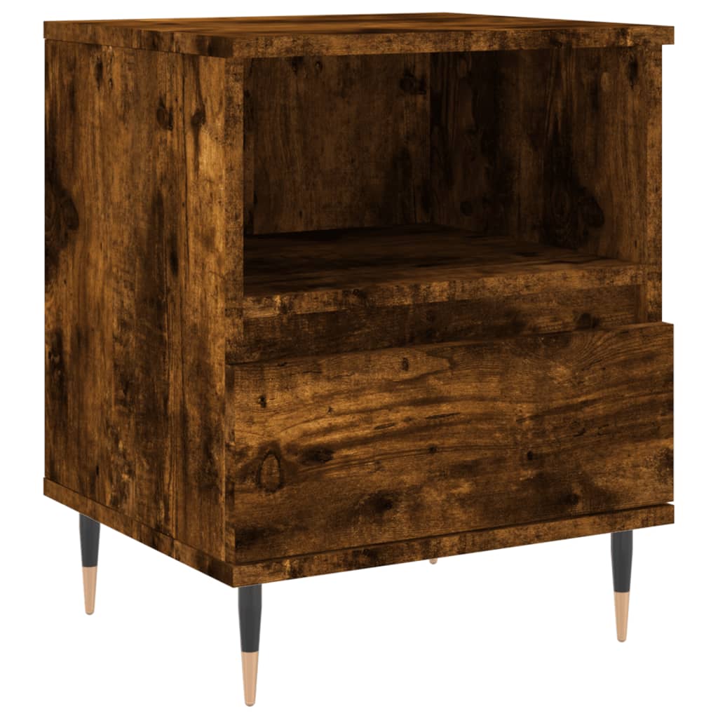 Sängbord 2 st rökfärgad ek 40x35x50 cm konstruerat trä