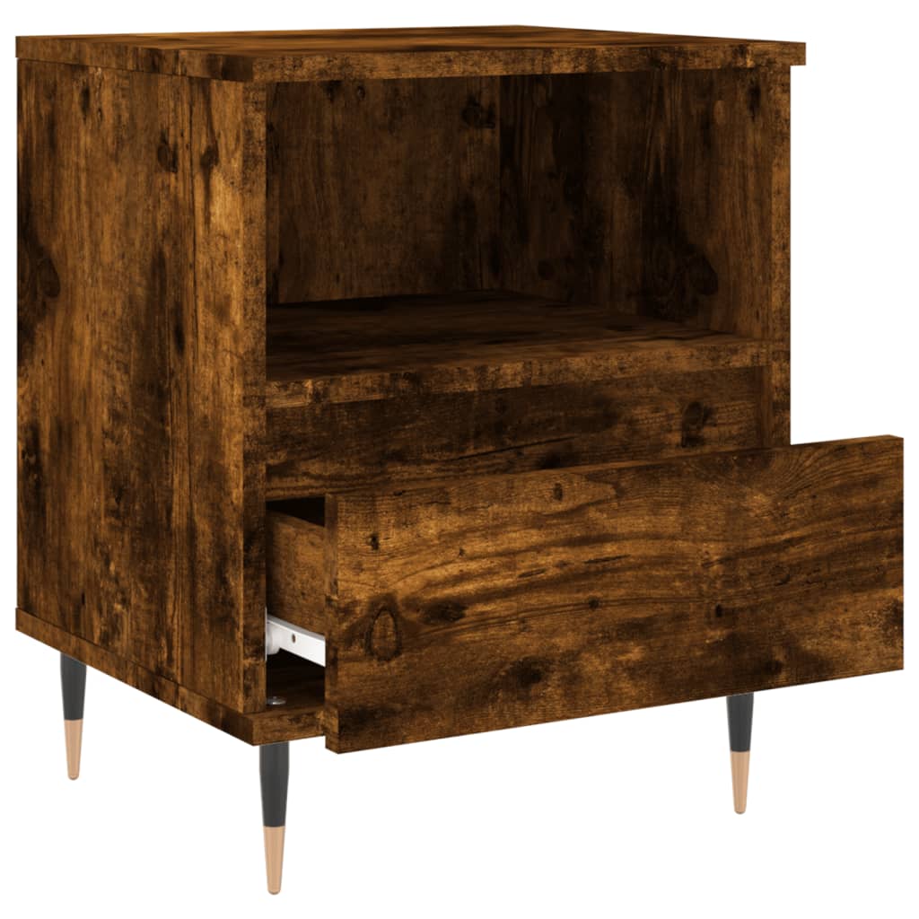 Sängbord 2 st rökfärgad ek 40x35x50 cm konstruerat trä