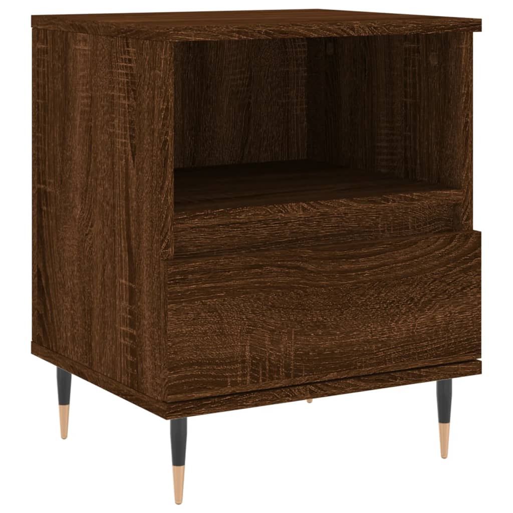 Sängbord 2 st brun ek 40x35x50 cm konstruerat trä