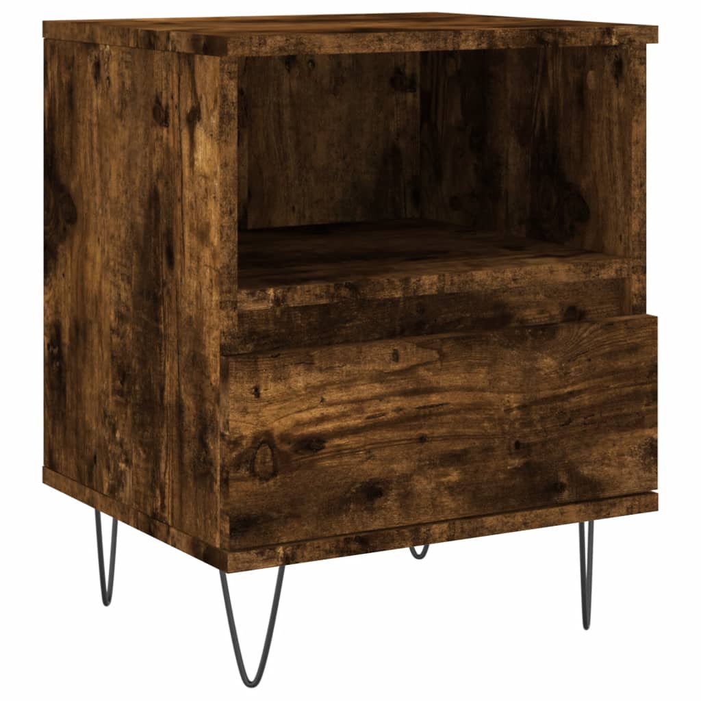 Sängbord 2 st rökfärgad ek 40x35x50 cm konstruerat trä