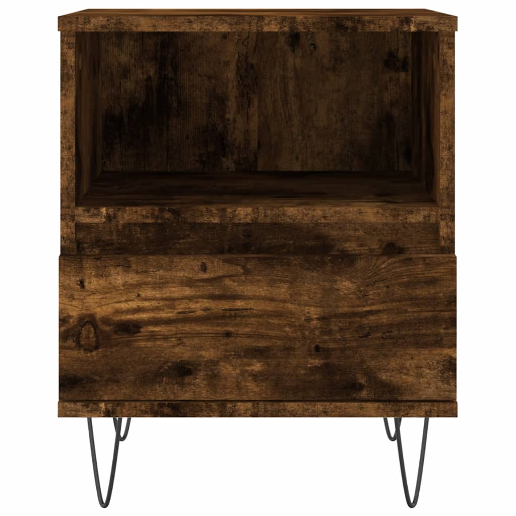 Sängbord 2 st rökfärgad ek 40x35x50 cm konstruerat trä