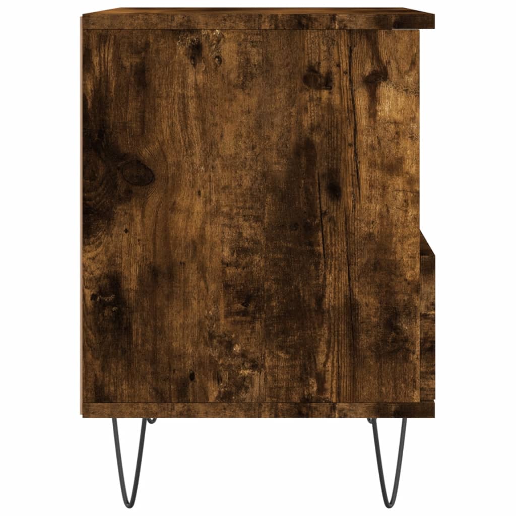Sängbord 2 st rökfärgad ek 40x35x50 cm konstruerat trä