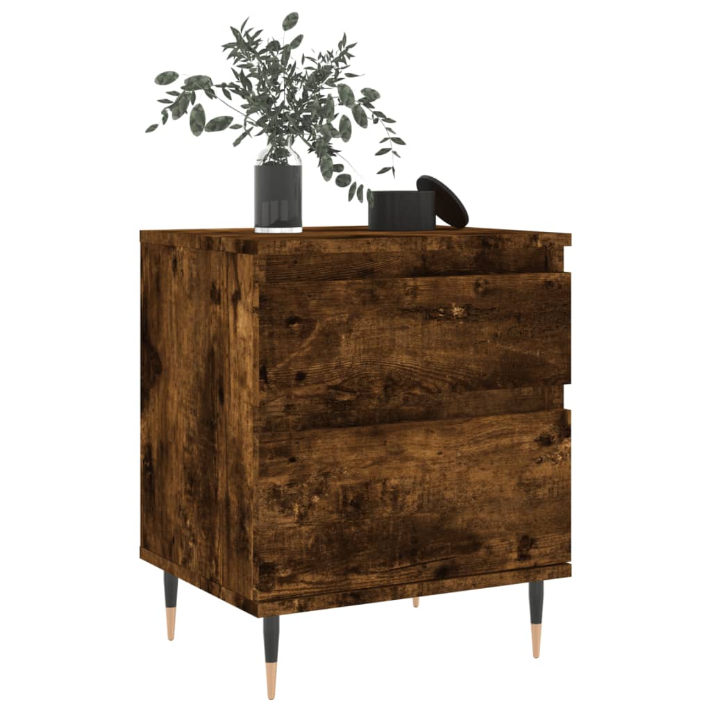 Sängbord 2 st rökfärgad ek 40x35x50 cm konstruerat trä