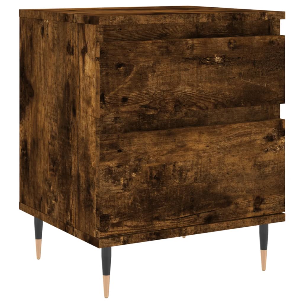Sängbord 2 st rökfärgad ek 40x35x50 cm konstruerat trä