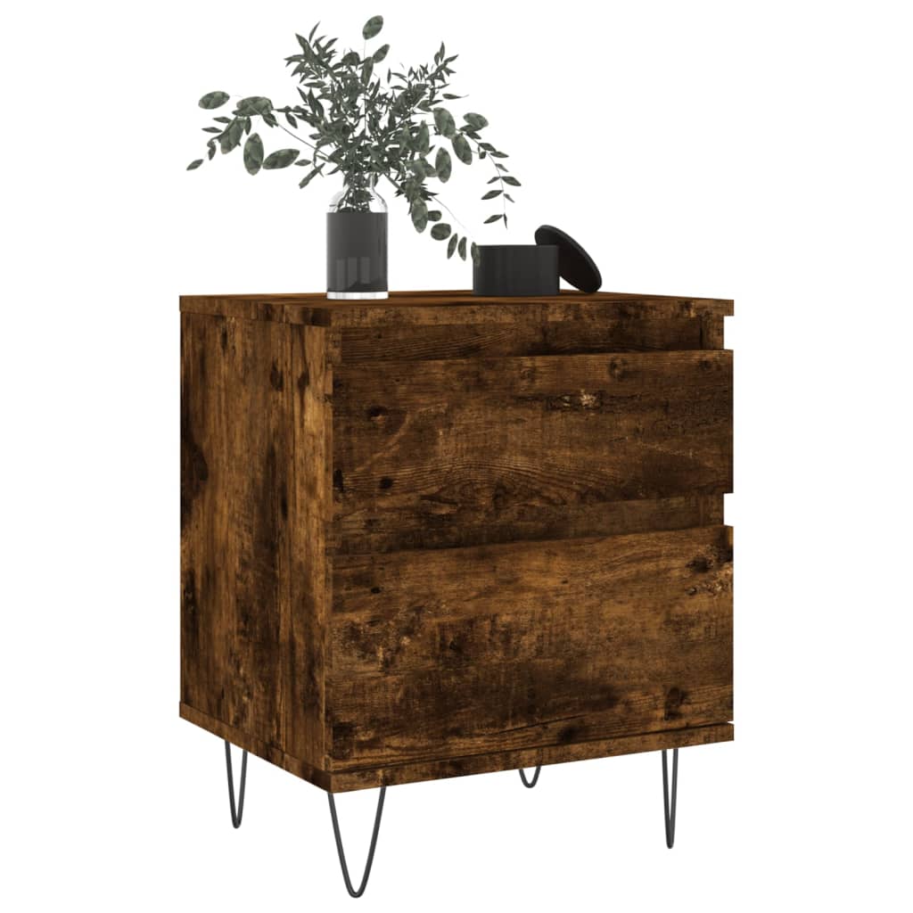 Sängbord 2 st rökfärgad ek 40x35x50 cm konstruerat trä