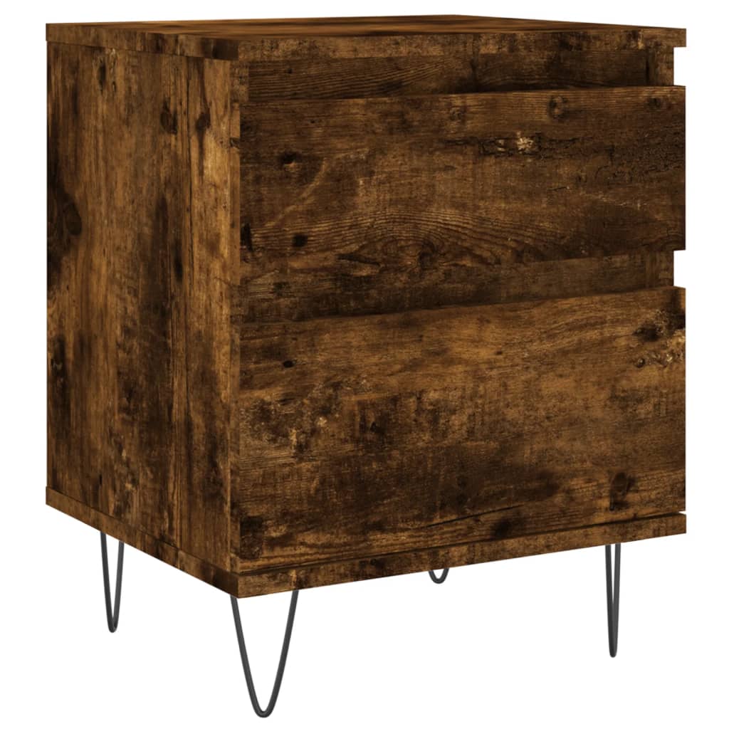 Sängbord 2 st rökfärgad ek 40x35x50 cm konstruerat trä