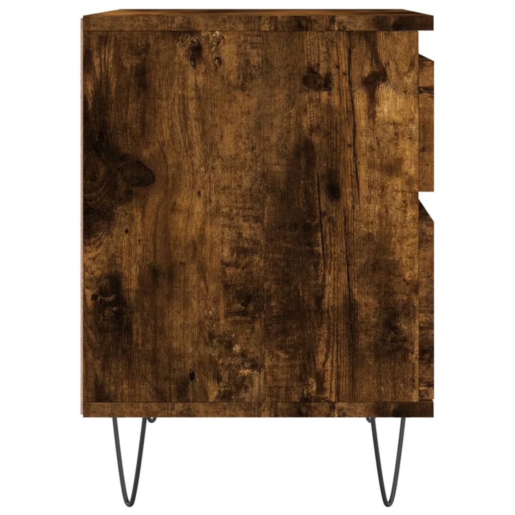 Sängbord 2 st rökfärgad ek 40x35x50 cm konstruerat trä