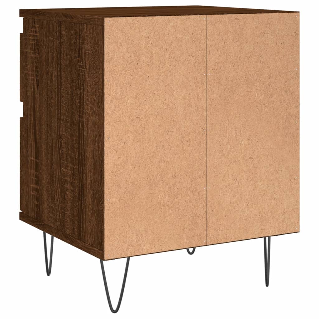 Sängbord 2 st brun ek 40x35x50 cm konstruerat trä