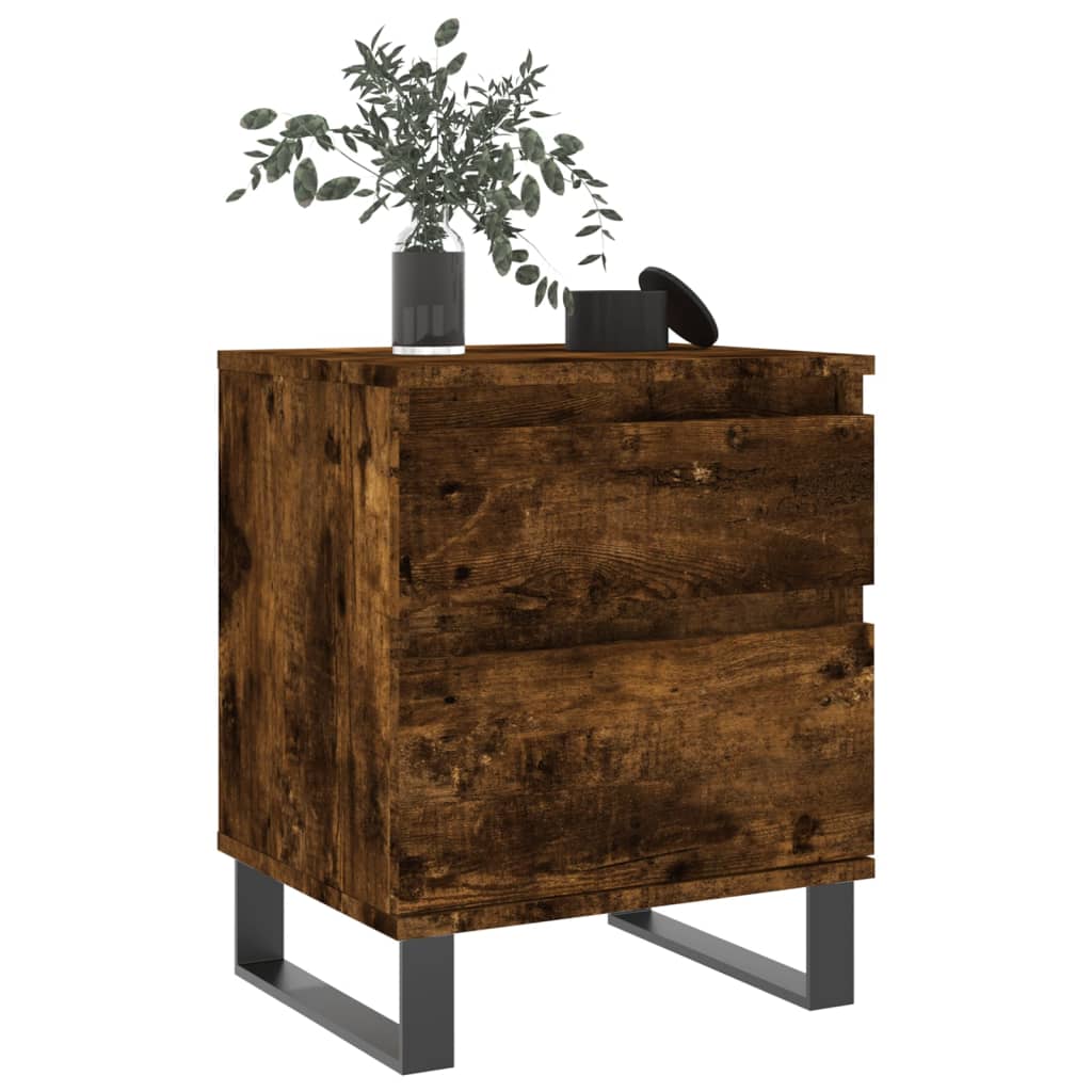 Sängbord 2 st rökfärgad ek 40x35x50 cm konstruerat trä
