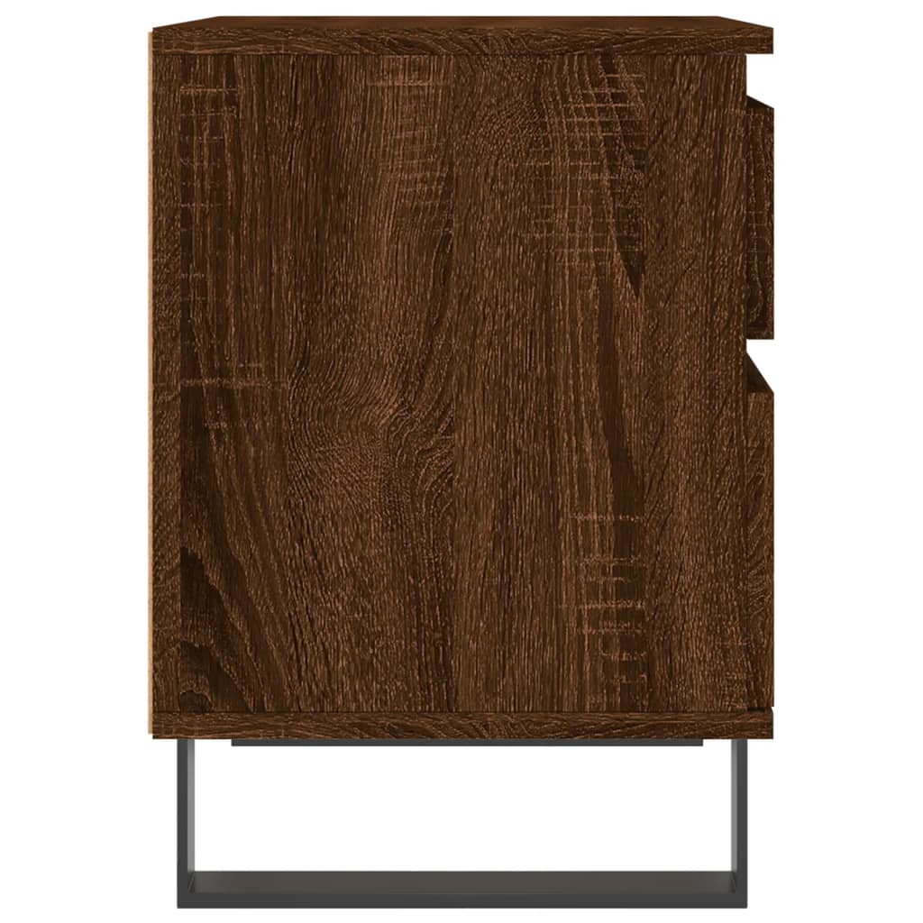 Sängbord 2 st brun ek 40x35x50 cm konstruerat trä
