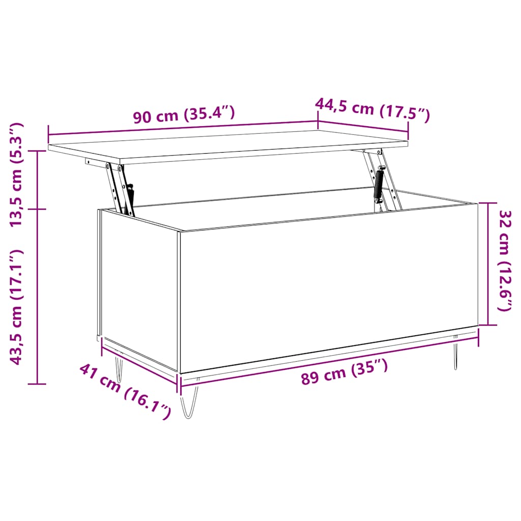 Soffbord betonggrå 90x44,5x45 cm konstruerat trä