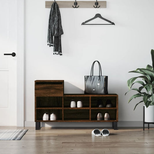 Skoställ Brun Ek Skoskåp 102x36x60 cm
