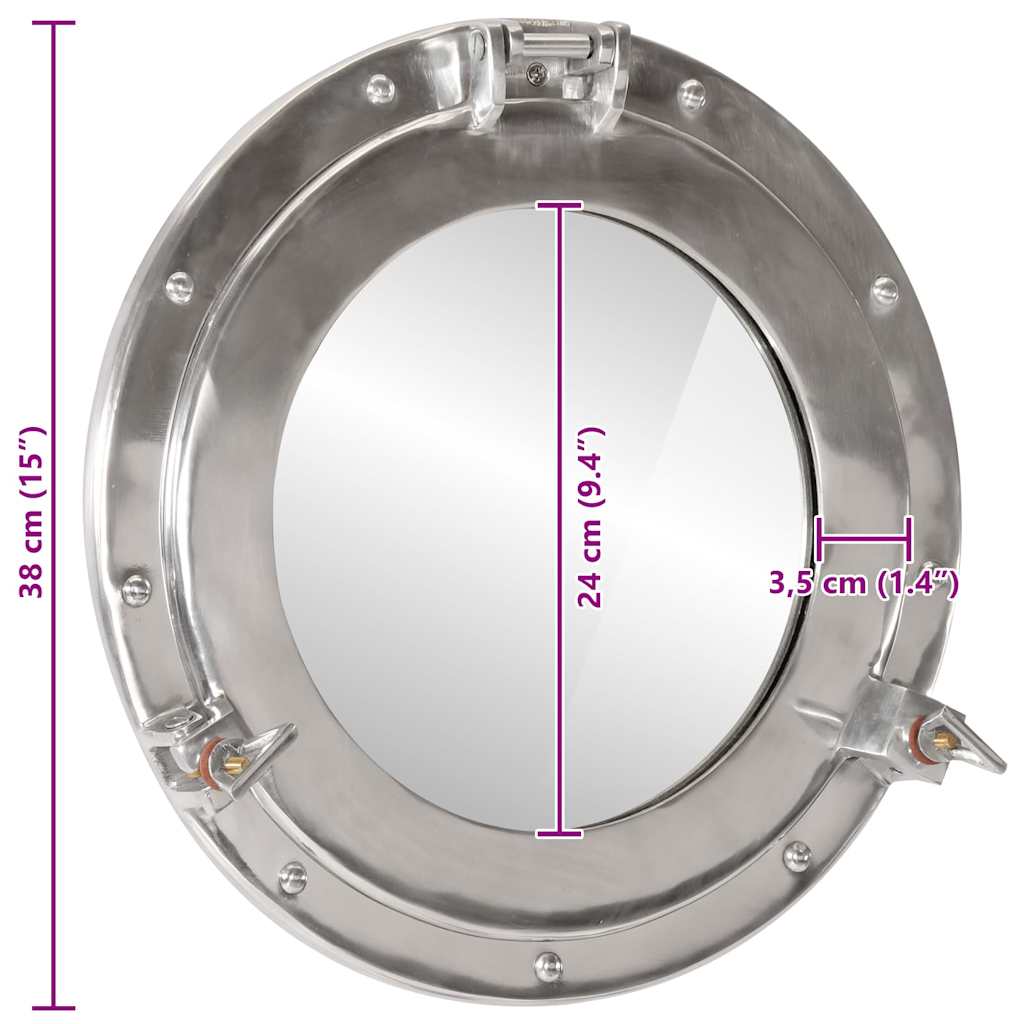 Väggspegel Ø38 aluminium och glas