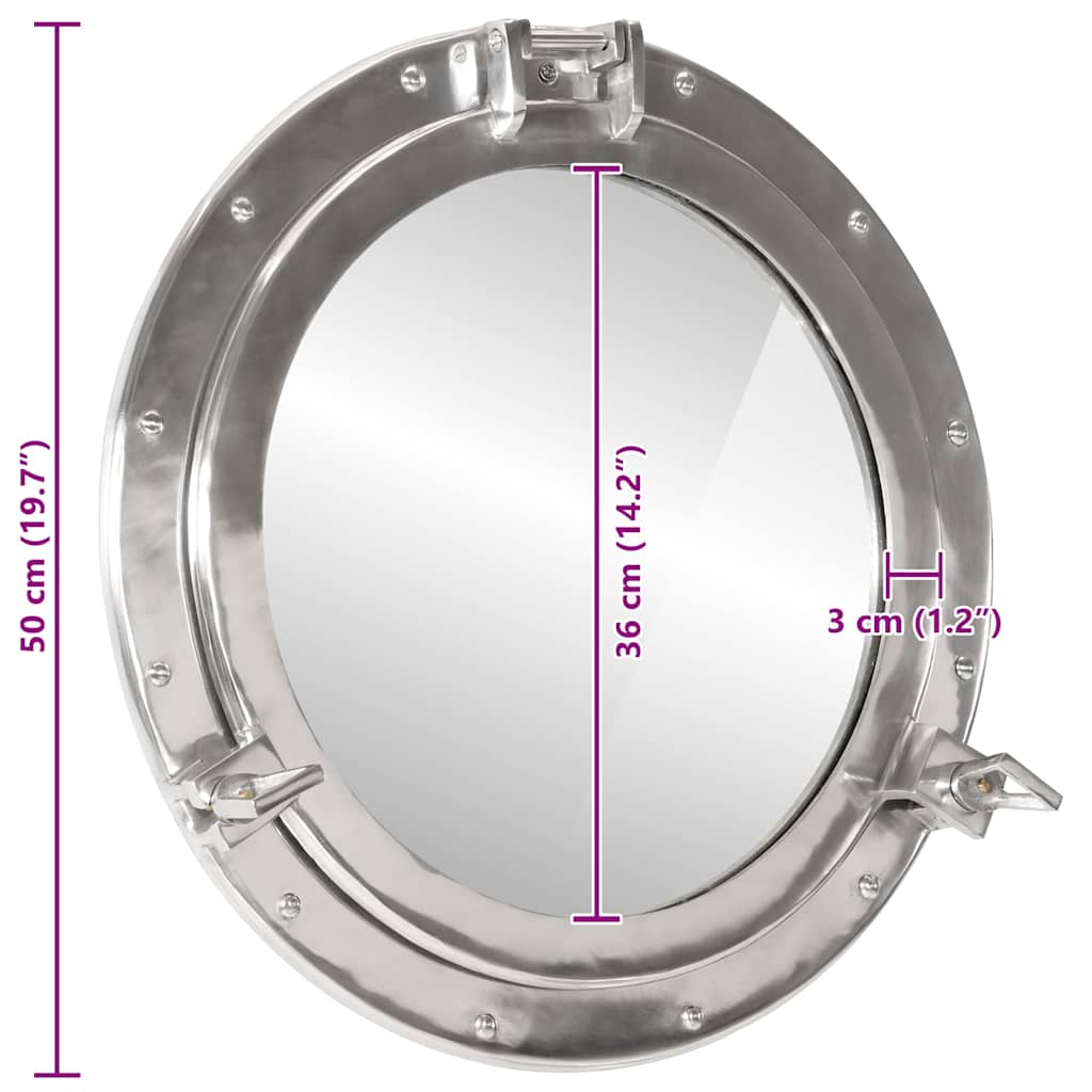 Väggspegel Ø50 aluminium och glas