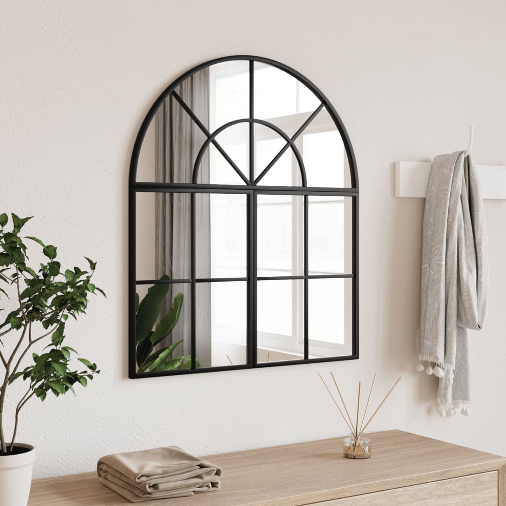 Väggspegel Svart 60x70 cm bågformad järn