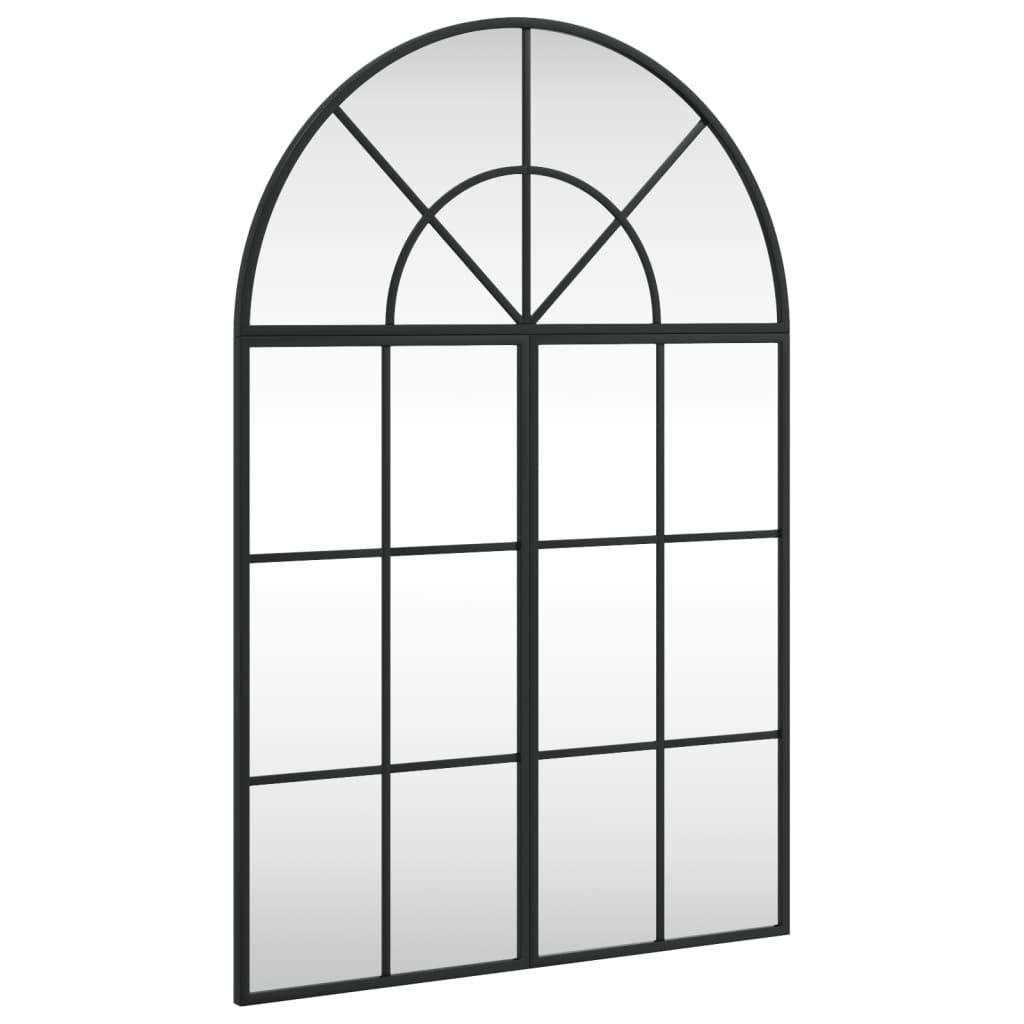 Väggspegel Svart 60x90 cm bågformad järn