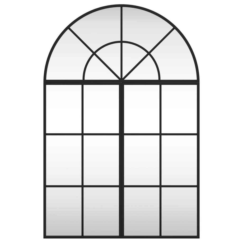 Väggspegel Svart 60x90 cm bågformad järn