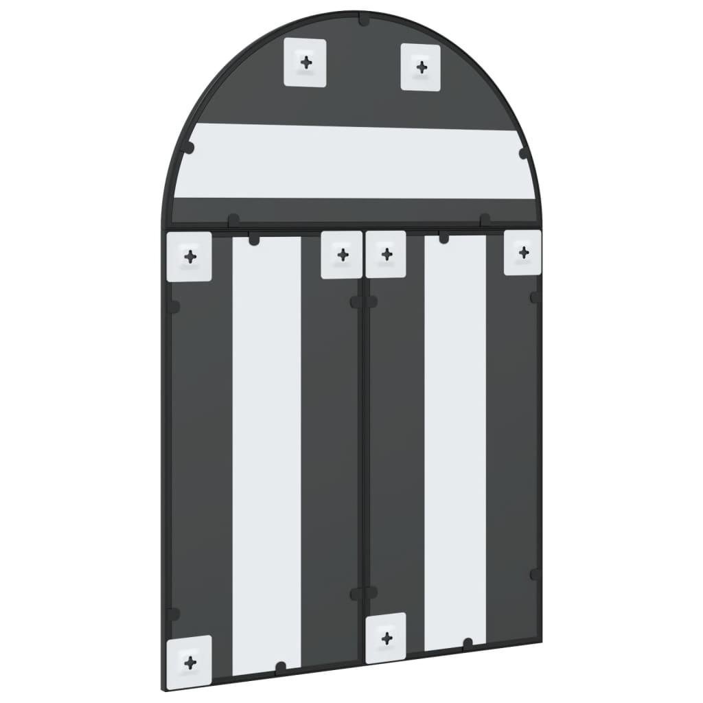 Väggspegel Svart 60x90 cm bågformad järn