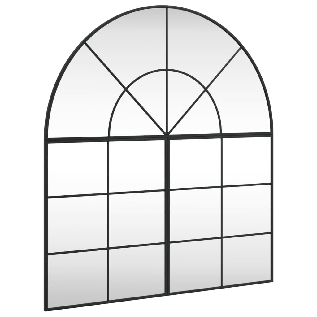 Väggspegel Svart 100x110 cm bågformad järn