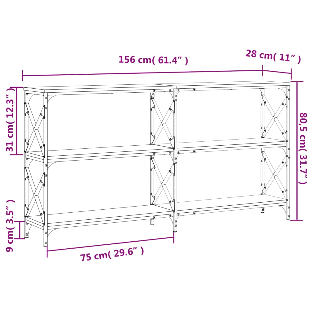 Avlastningsbord Konsollbord Brun Ek 156x28x80,5 cm