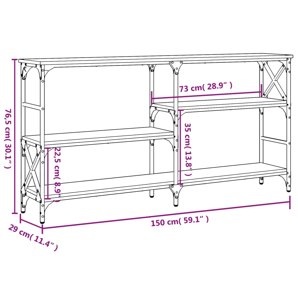 Avlastningsbord Konsollbord Brun Ek 150x29x76,5 cm