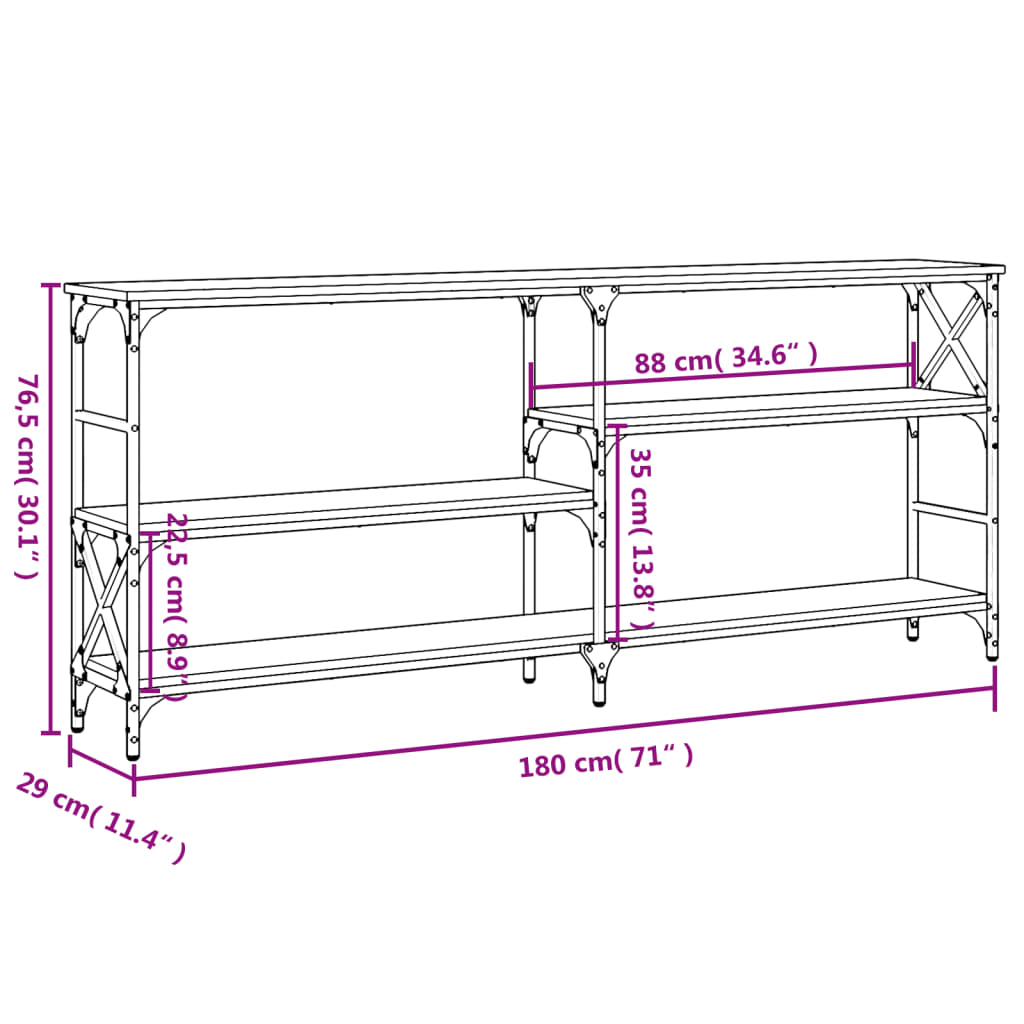 Avlastningsbord Konsollbord Brun Ek 180x29x76,5 cm