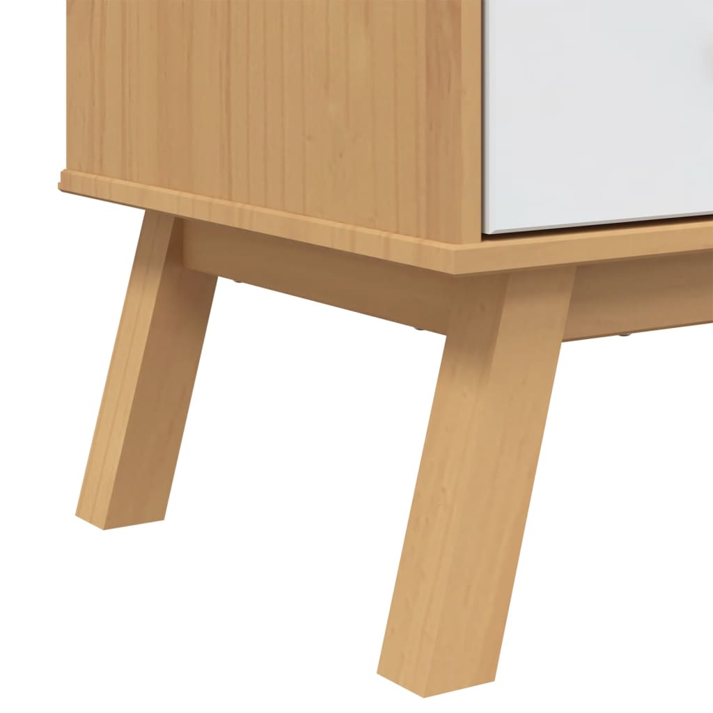 Skänk OLDEN vit och brun 85x43x125 cm massiv furu