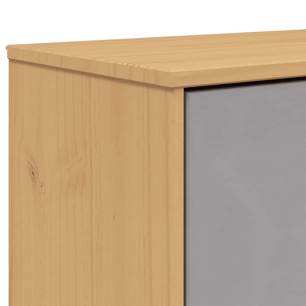 Skoställ Grå Brun Skoskåp OLDEN 55x35x120 cm massiv furu