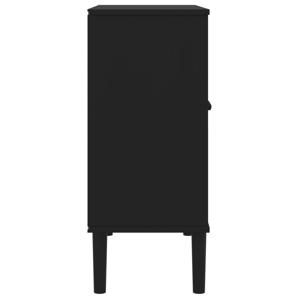 Sidobord SENJA rottinglook svart 80x35x80 cm massiv furu