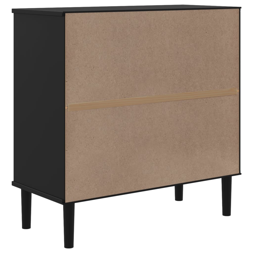 Sidobord SENJA rottinglook svart 80x35x80 cm massiv furu