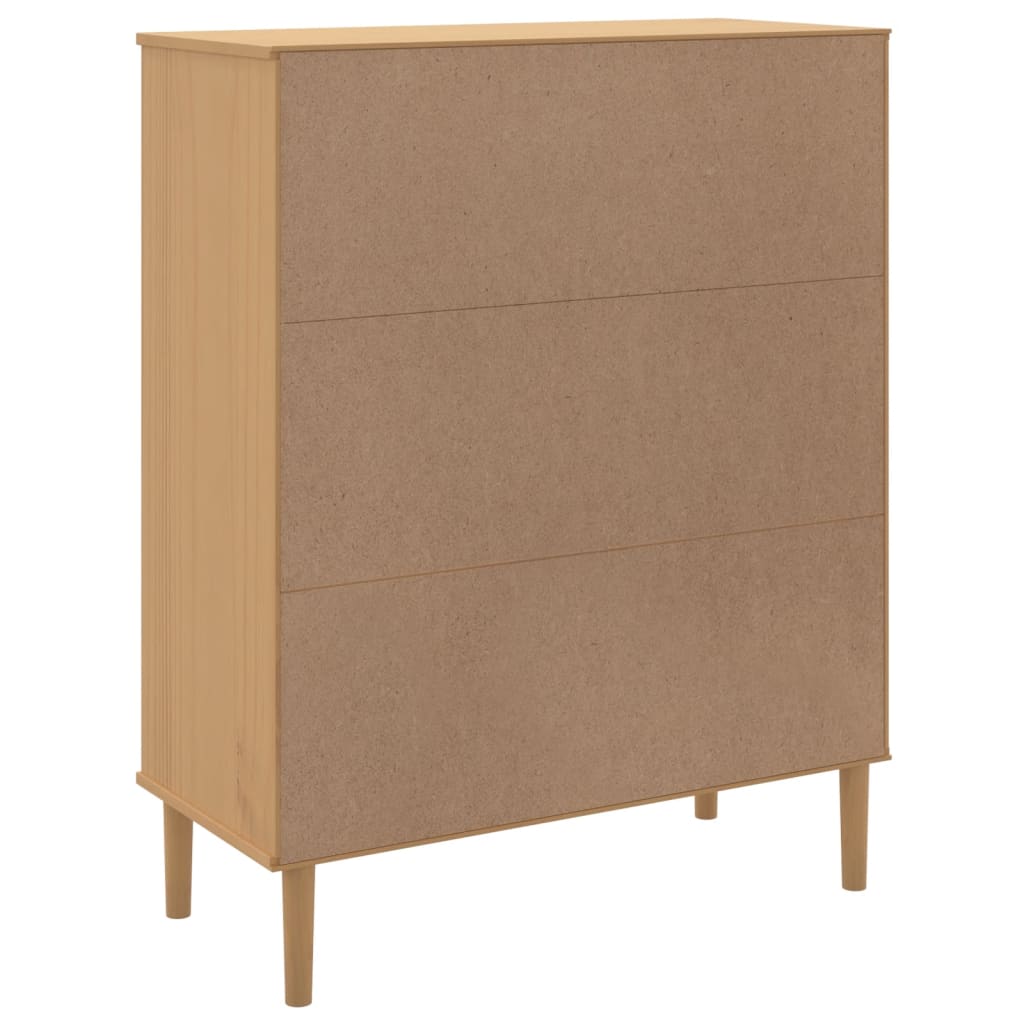 Skänk Trä SENJA rottinglook Brun 90x40x112 cm massiv furu