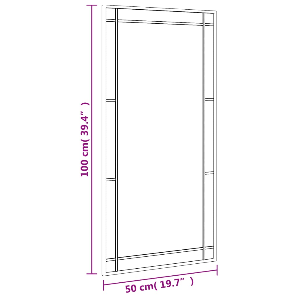Väggspegel Svart 50x100 cm rektangulär järn