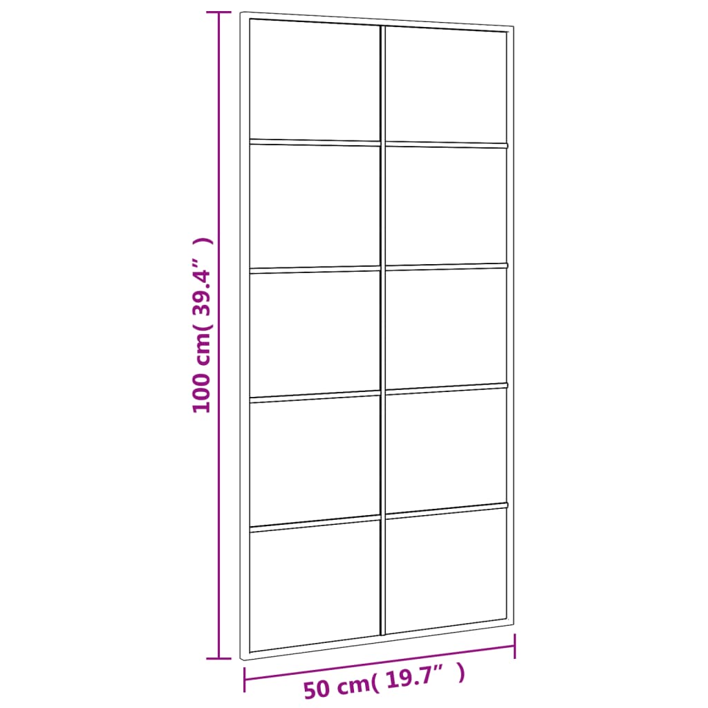 Väggspegel Svart 50x100 cm rektangulär järn