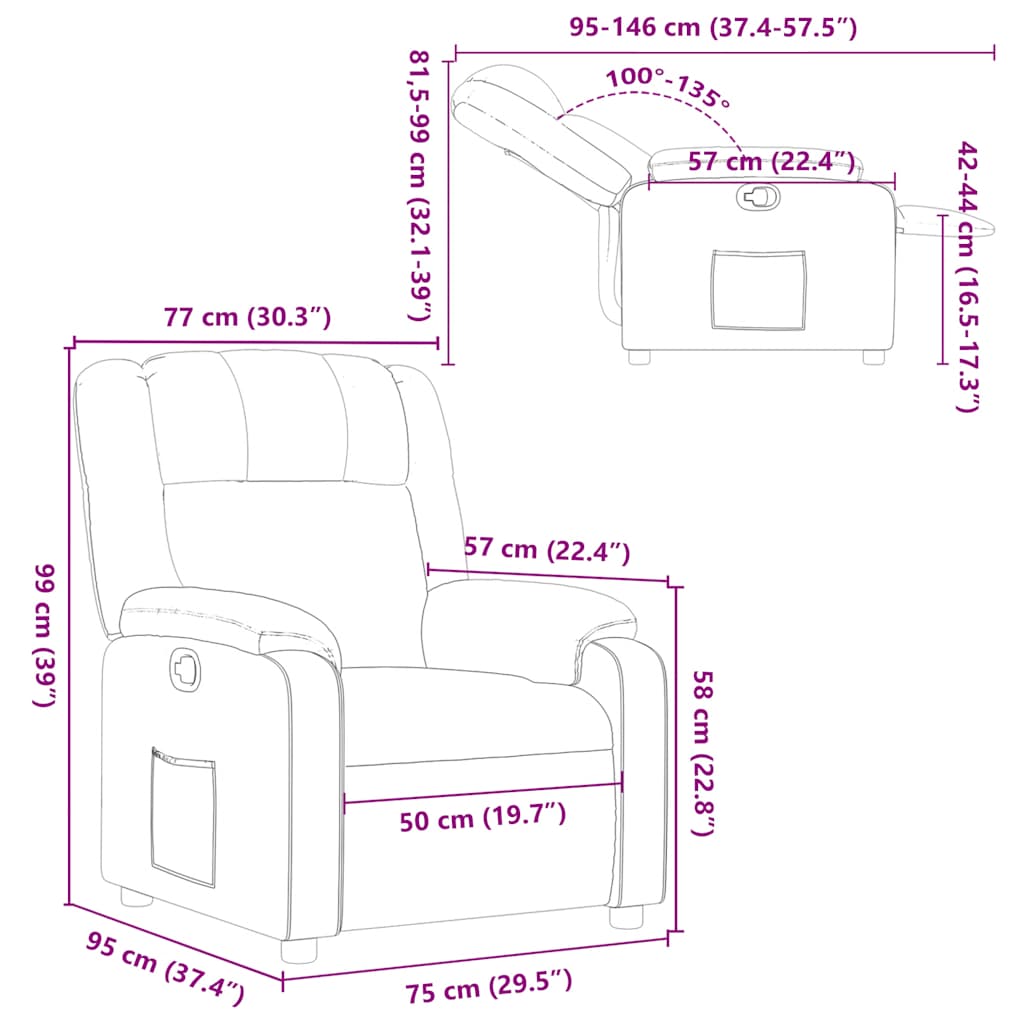 Fåtölj Brun Reclinerfåtölj tyg