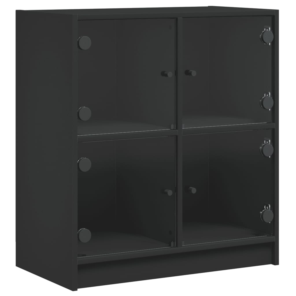 Skåp Svart med glasdörrar 68x37x75,5 cm