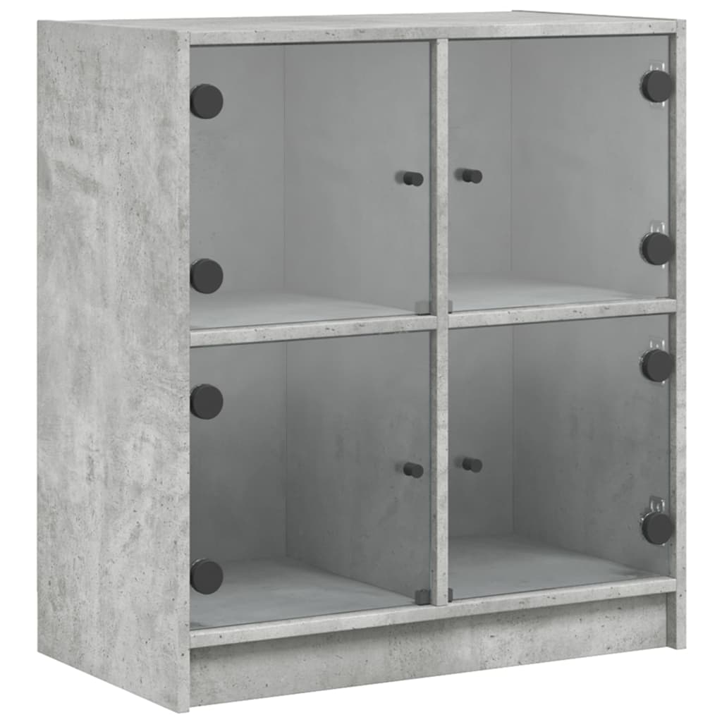 Skåp Betonggrå med glasdörrar 68x37x75,5 cm