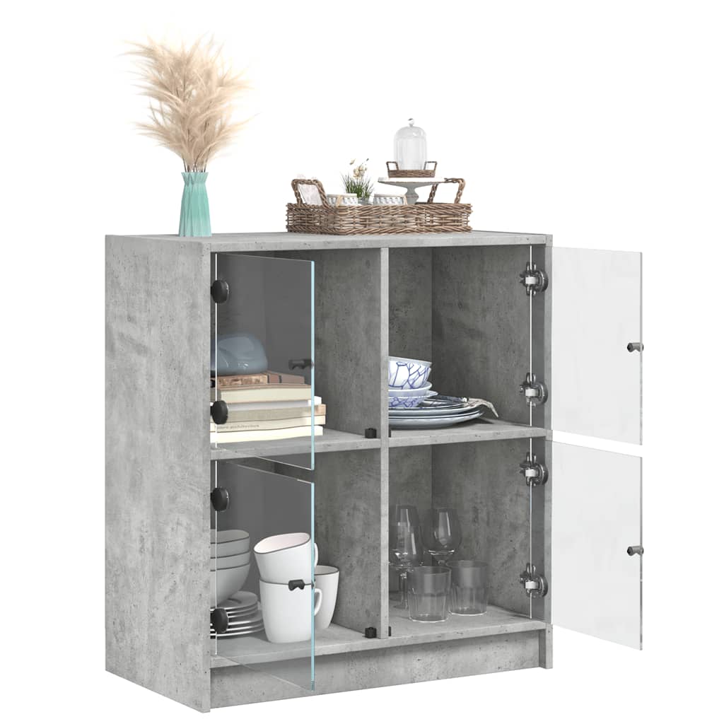 Skåp Betonggrå med glasdörrar 68x37x75,5 cm